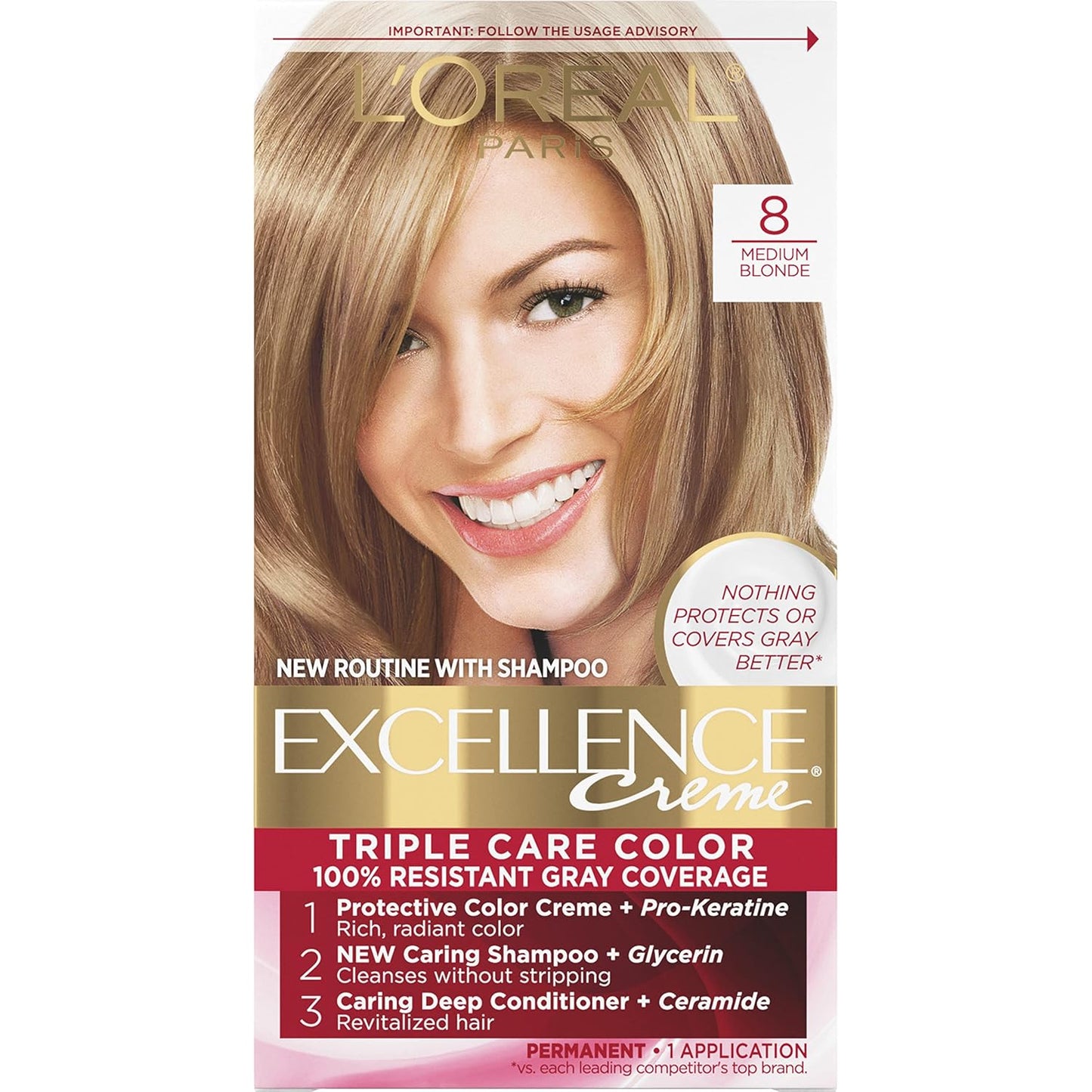 L'Oreal Paris Excellence 6G Light Golden Brown Hair Color | Gray Coverage, 8 Weeks