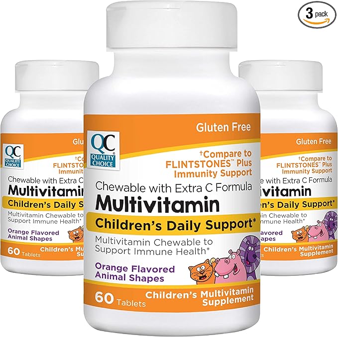 Quality Choice Children's Animal Shaped Multivitamin with Extra Vitamin C Immune Support Chewables (3 Pack)
