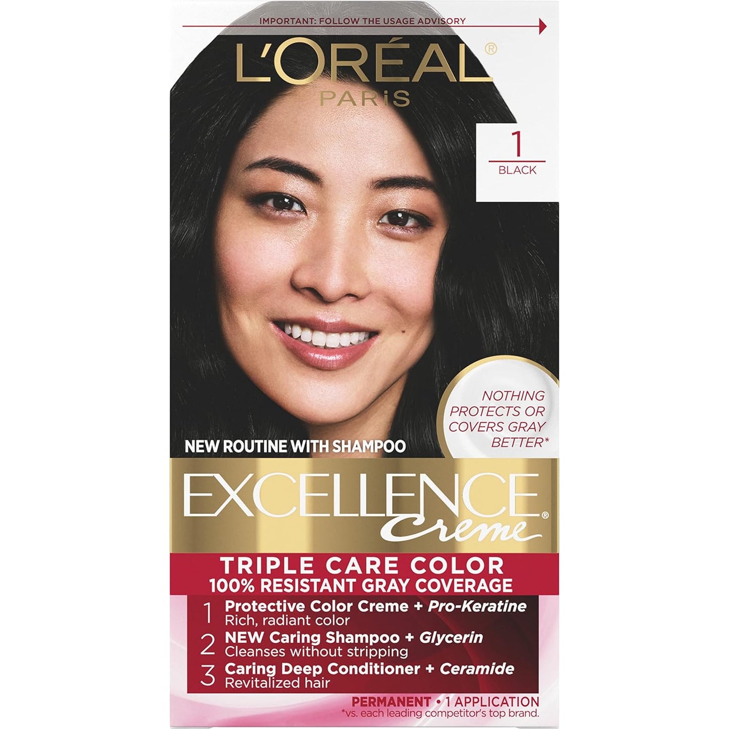 L'Oreal Paris Excellence Crème Hair Color | 4 Dark Brown | 100% Gray Coverage