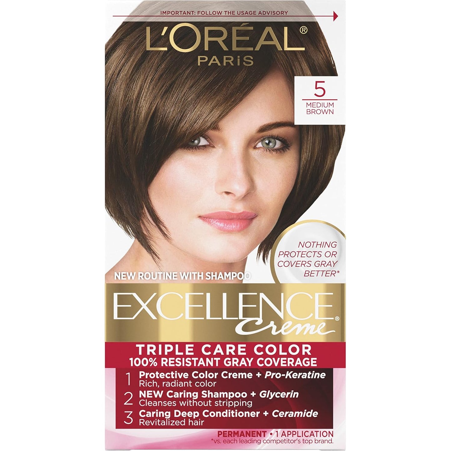 L'Oreal Paris Excellence 6G Light Golden Brown Hair Color | Gray Coverage, 8 Weeks