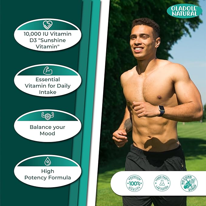 Vitamin D3 10,000 IU- 120 Softgel | High Potency Formula Supports Healthy Bones, Teeth, Muscles & Immune Function | Non-GMO, Gluten-Free | Mood Enhancer, Daily Wellness Essential