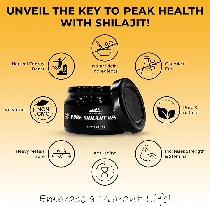 Pure Himalayan Organic Shilajit, High Potency Shilajit Resin - Gold Grade, Authentic & Natural - 70% Fulvic Acid & 85+ Trace Minerals for Energy & Immune Support | 75 Servings - 30g