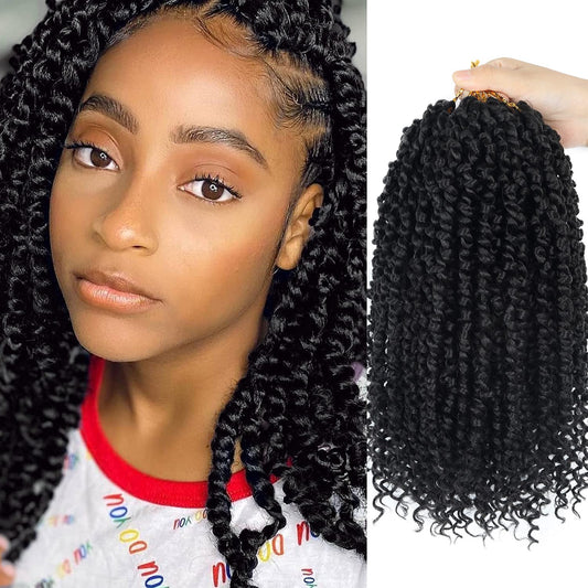 Bileaf Pre-Twisted Passion Twist Crochet Hair For Women 8 Packs Curly Crochet Hair Pre Looped 12 Inch Ombre Passion Twist Hair,