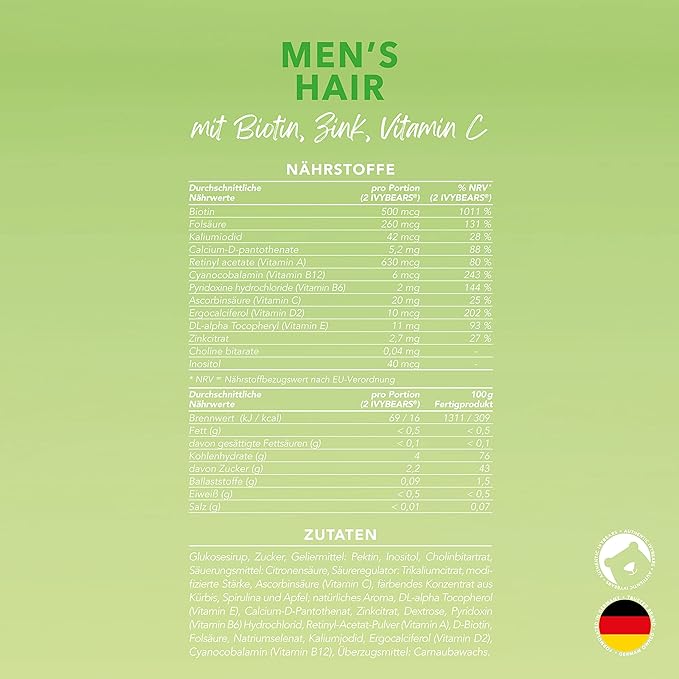 Men’s Hair Vitamins and Boost Energy Gummies - 60 Count