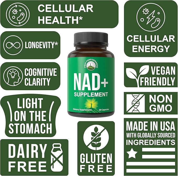 Ultra High Purity NAD Supplement For Women And Men. NAD+ Similar To Nicotinamide Riboside. Supports Energy, Brain Function, Healthy Aging & Longevity. Third Party Tested Non-GMO Supplements