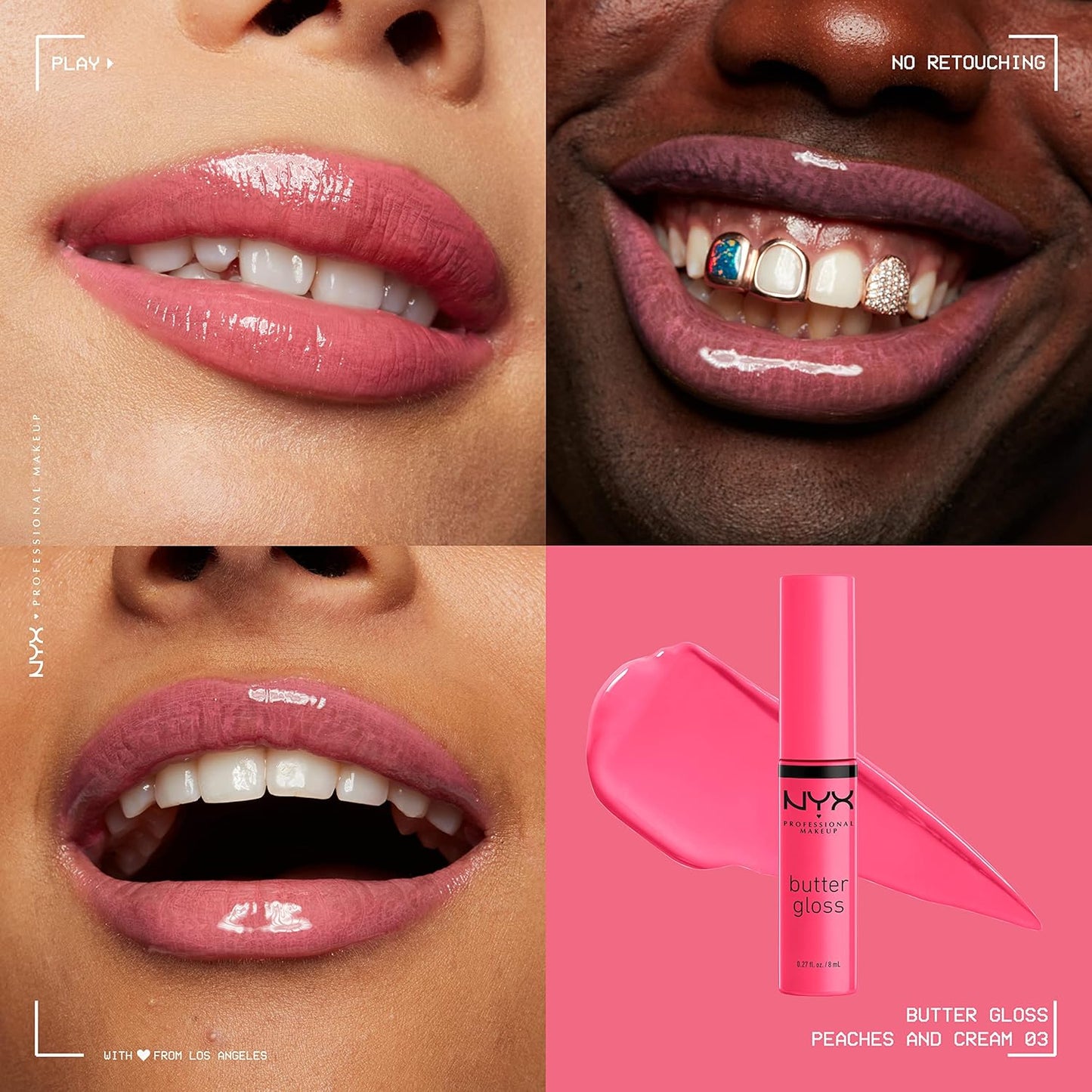 NYX Butter Gloss | Non-Sticky Lip Gloss for Women | Peaches & Cream