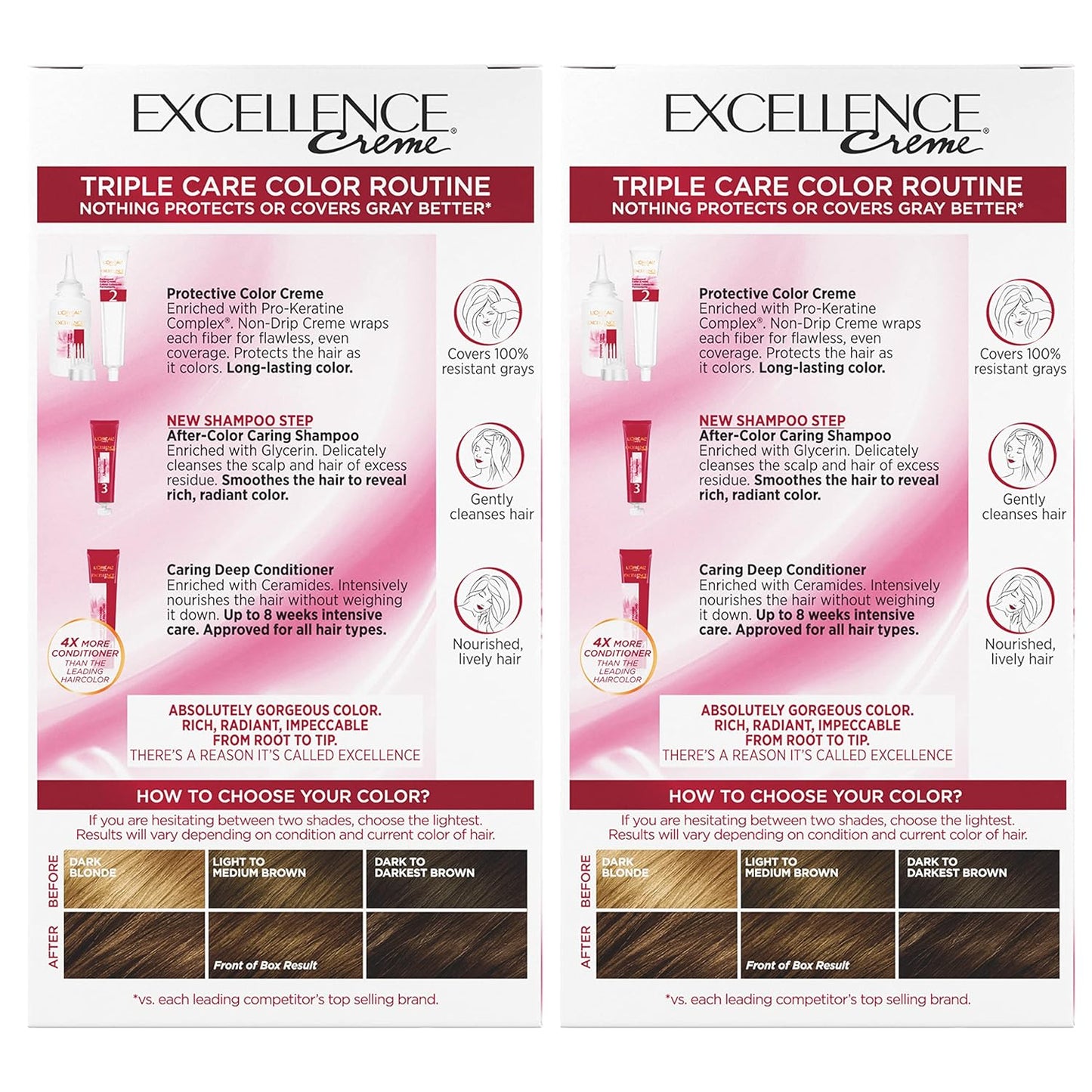 L'Oreal Paris Excellence Crème Hair Color | 5 Medium Brown | 100% Gray Coverage | Pack of 3