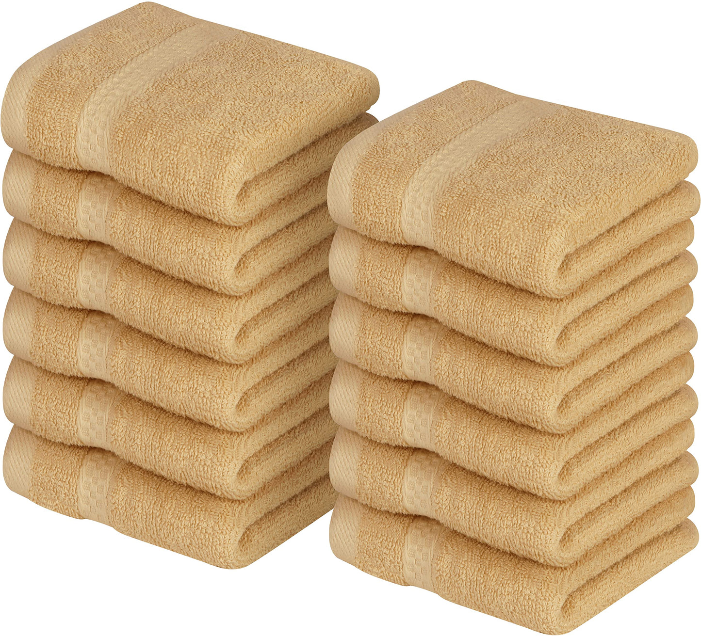 Utopia Towels 12 Pack Premium Wash Cloths Set, 12 by 12 Inches, 100% Cotton Ring Spun, Highly Absorbent and Soft Feel Essential Washcloths for Bathroom, Spa, Gym, and Face, Champagne
