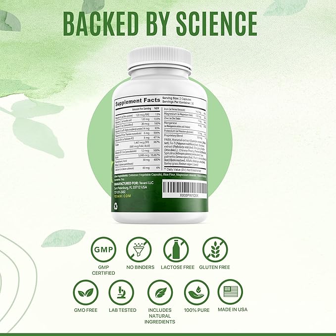 100% Pure Hair, Skin, and Nails Vitamins with Biotin Super Blend Formula, Designed to Support Radiant Beauty, Hair, Skin and Nail Health for Both Women and Men