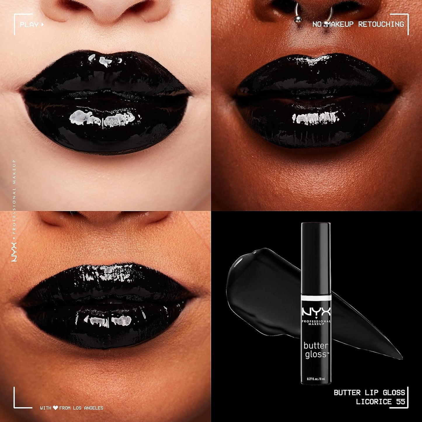 NYX Butter Gloss | Non-Sticky Lip Gloss for Women - Licorice (Black)
