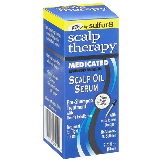 Sulfur 8 Medicated Scalp Thereapy Oil Serum 2.75 Fl Oz Pre-Shampoo Treatment For Dandruff Control, No Silicones, No Sulfates, Fo