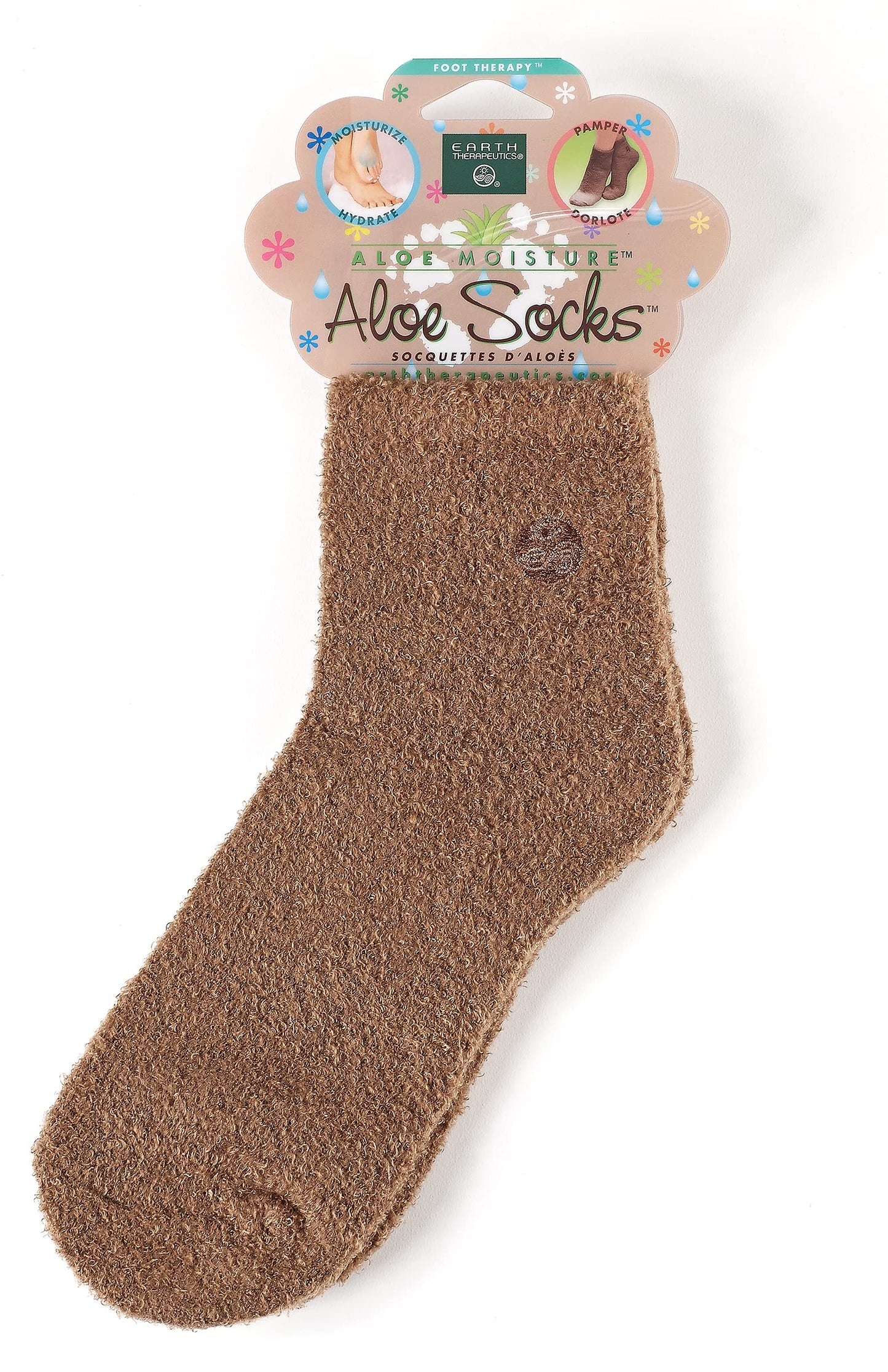 Earth Therapeutics Aloe Socks - Single Pack - 1 Pair (Brown)