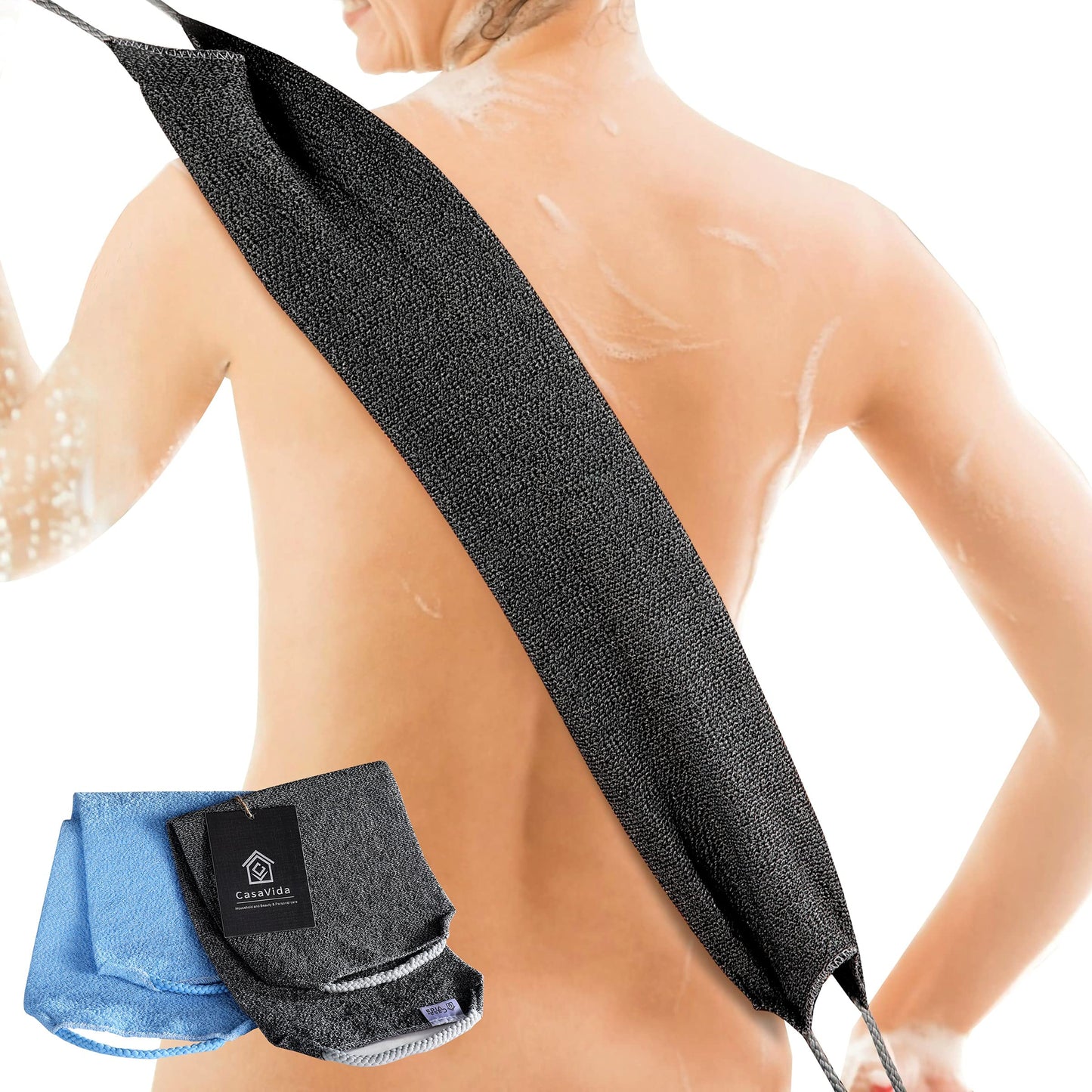 Casavida Back Scrubber For Shower Exfoliating Body Scrubber Nylon Bath Towel Shower Back Washer Exfoliating Washcloth Rear Scrub