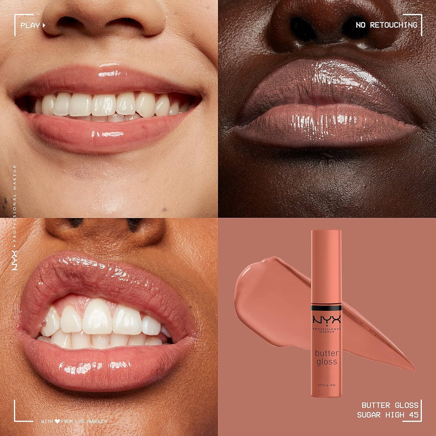 NYX Butter Gloss | Brown Sugar Non-Sticky Lip Gloss for Soft, Peachy Lips