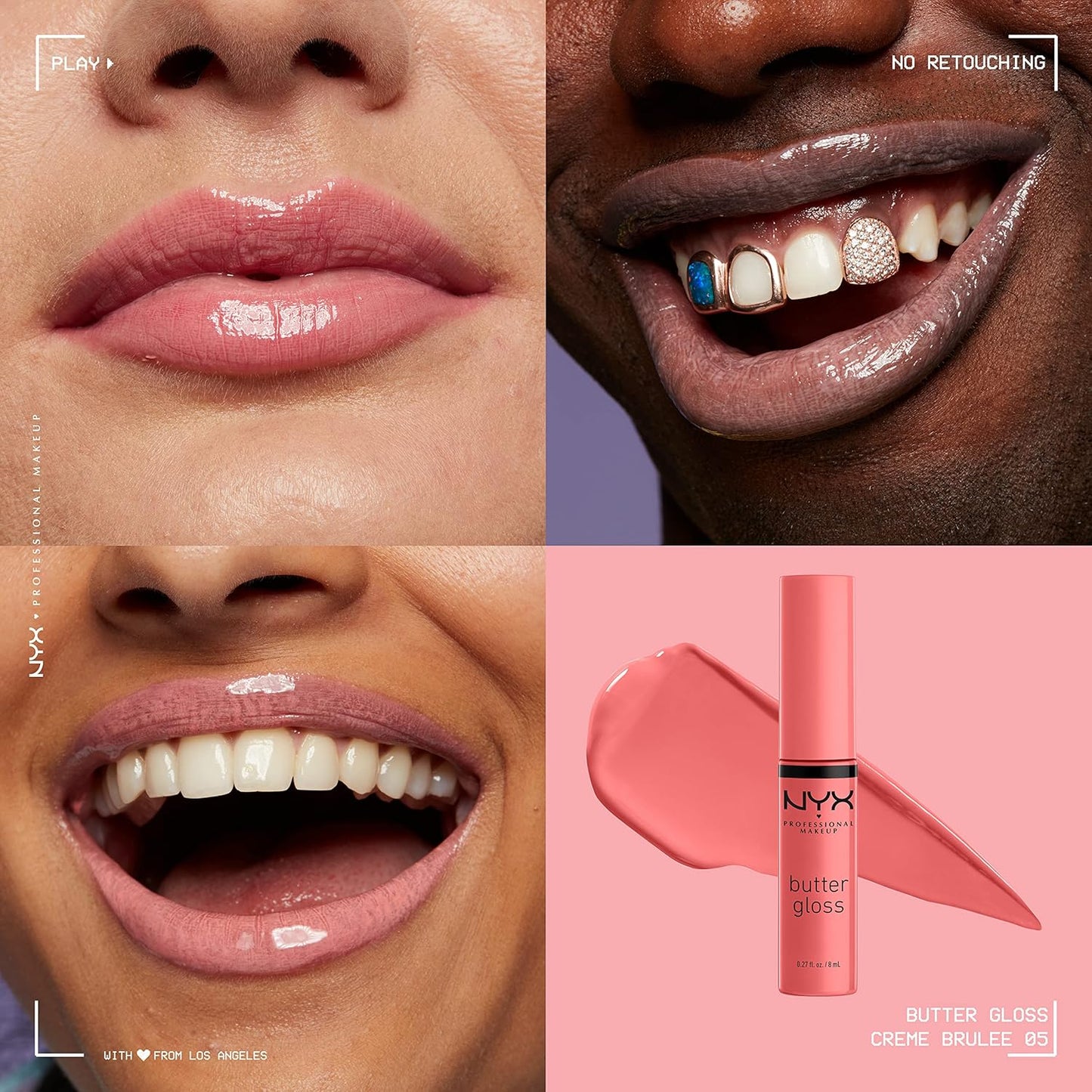 NYX Butter Gloss | Non-Sticky Lip Gloss Set of 3 | Angel Food Cake, Creme Brulee, Madeleine
