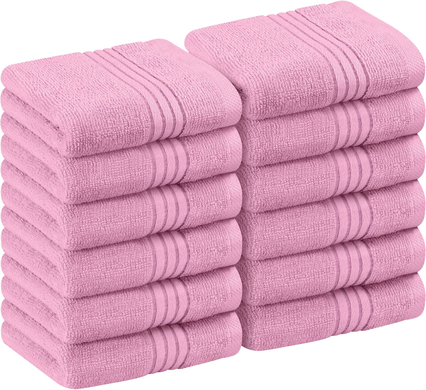 Utopia Towels 12 Pack Premium Wash Cloths Set, 12 by 12 Inches, 100% Cotton Ring Spun, Highly Absorbent and Soft Feel Washcloths for Bathroom, Spa, Gym, and Face, Pink