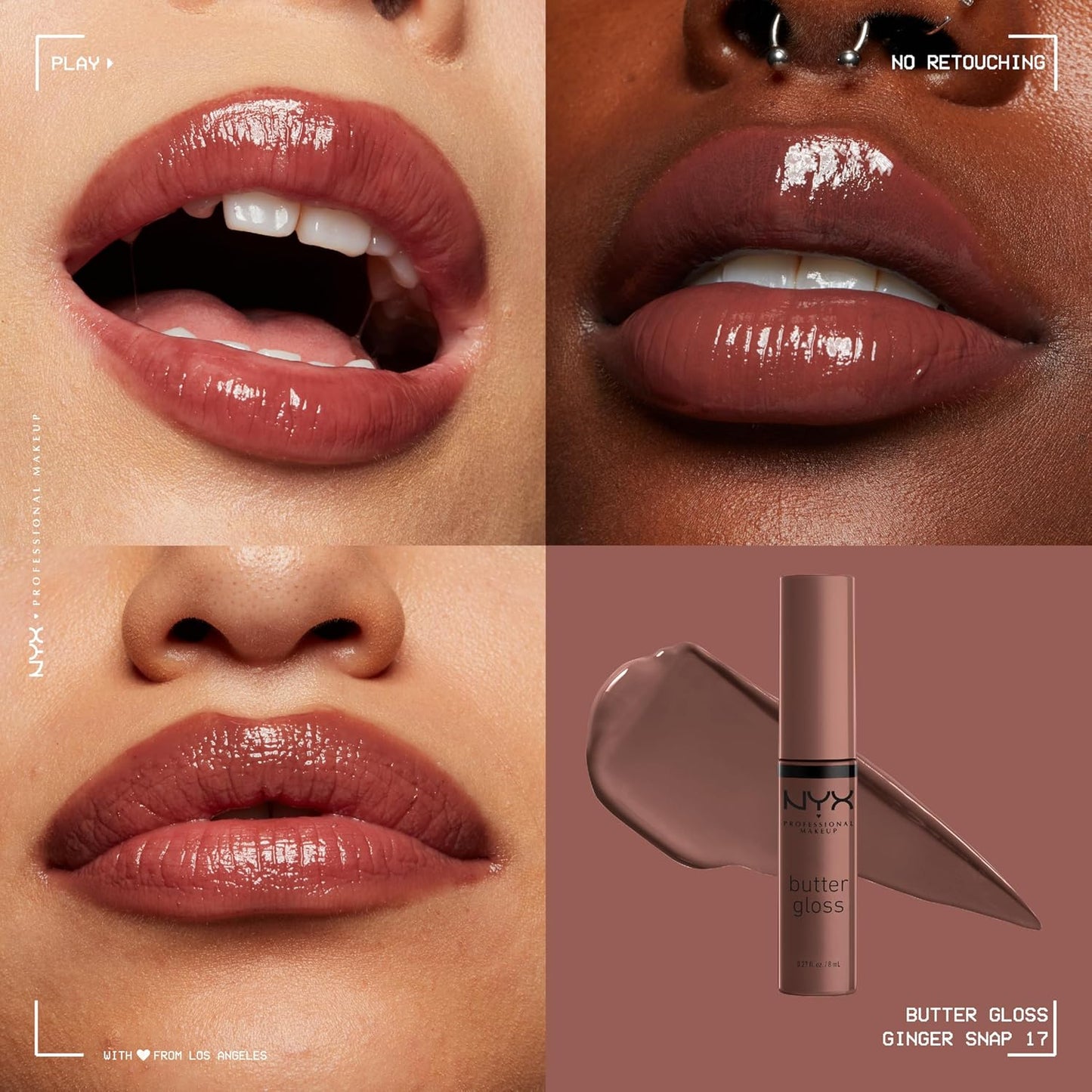 NYX Butter Gloss | Non-Sticky Lip Gloss for Women - Ginger Snap (Chocolate Brown)