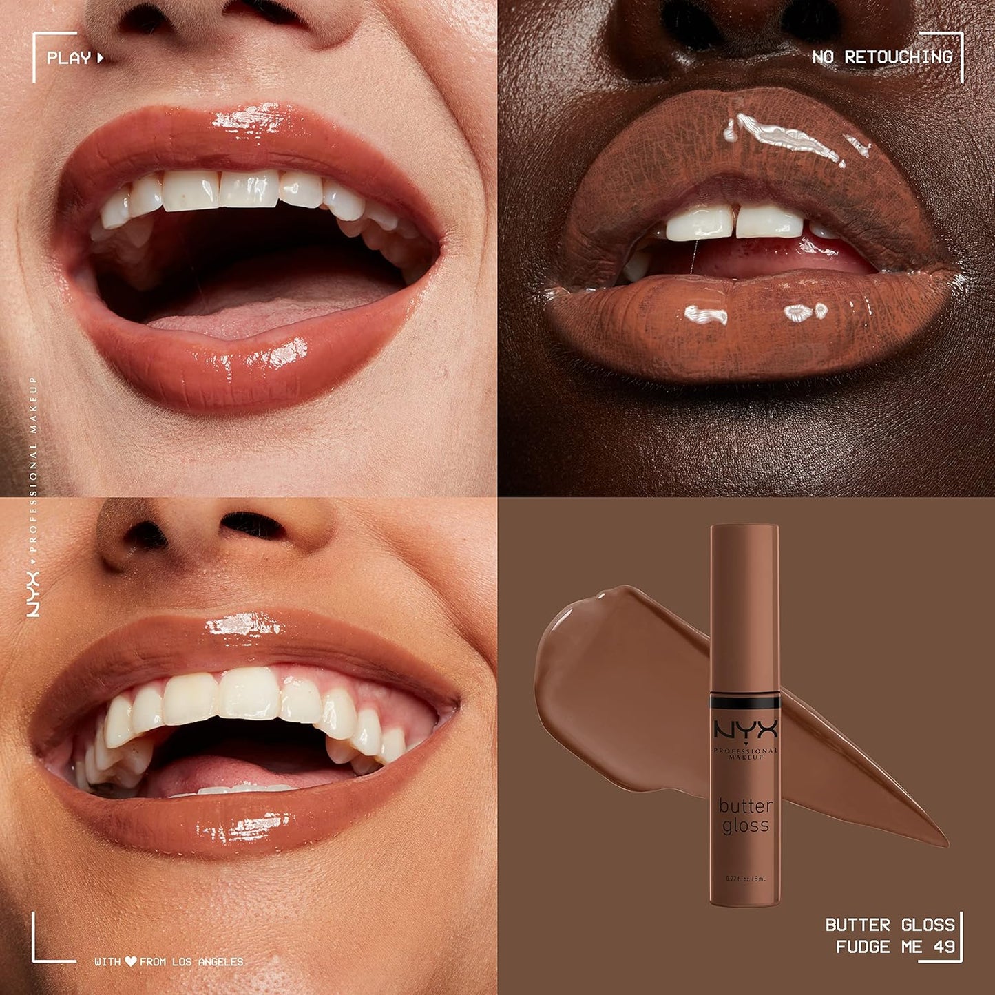 NYX Butter Gloss | Non-Sticky Lip Gloss in Brown Sugar - Warm Brown Shade
