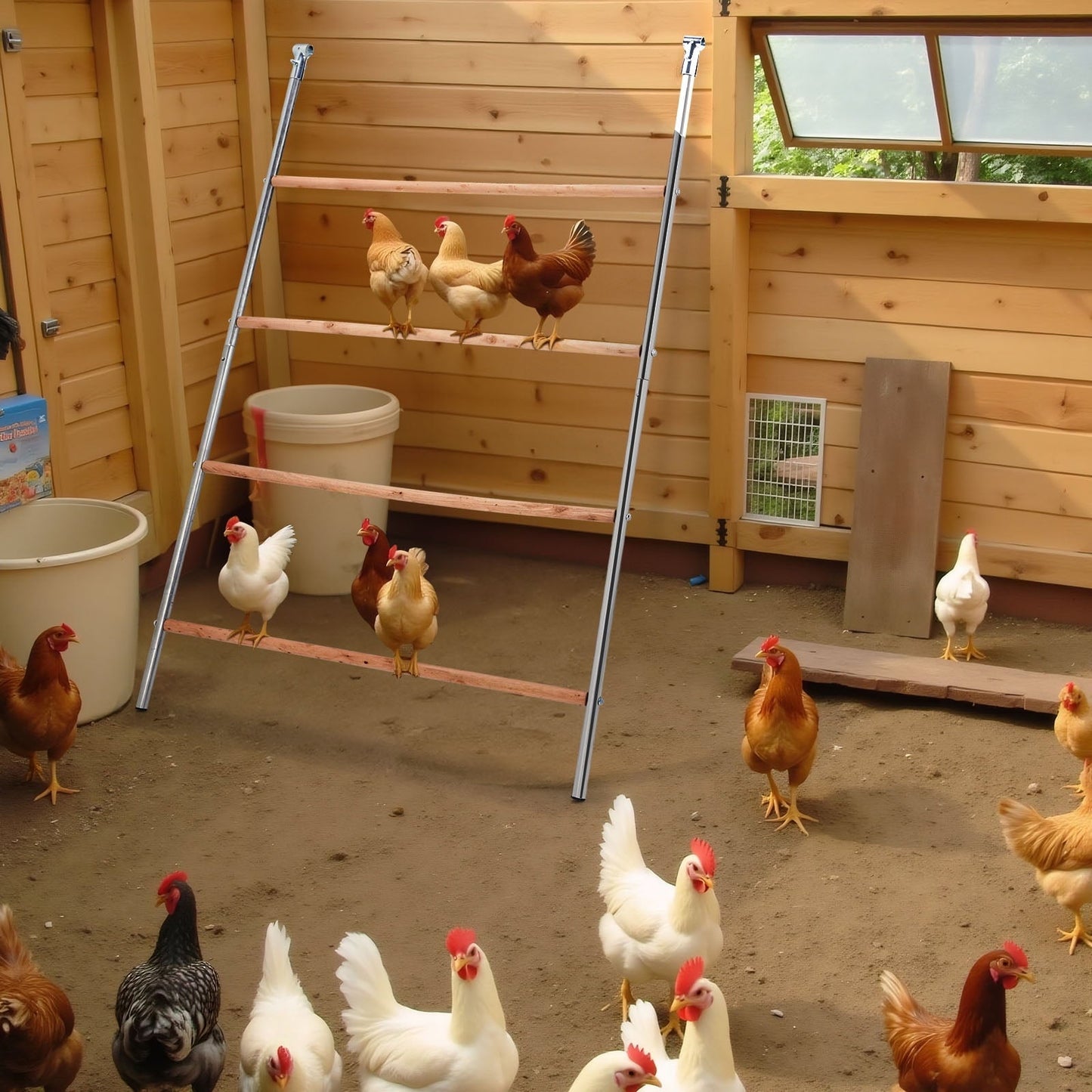 ZephyPaws Chicken Coop Roosting Perch, Farm Roost Toys for Chicks, Chicken Toys for Coop Accessories for Backyard Poultry, Easy to Assemble & Clean