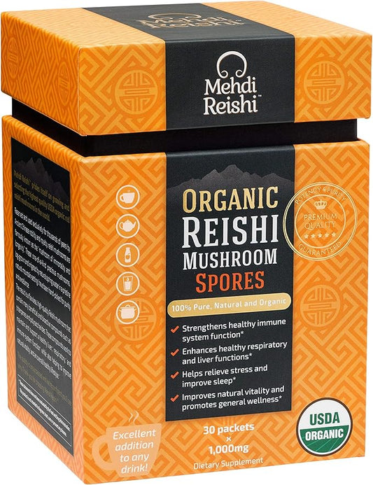 Organic Reishi Mushroom Spores 30 Servings - 100% Pure, Premium and Organic Spores-Ganoderma Lucidum, Lingzhi - High Potency Triterpenes (30 Grams)