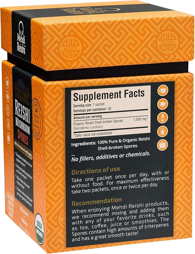 Organic Reishi Mushroom Spores 30 Servings - 100% Pure, Premium and Organic Spores-Ganoderma Lucidum, Lingzhi - High Potency Triterpenes (30 Grams)