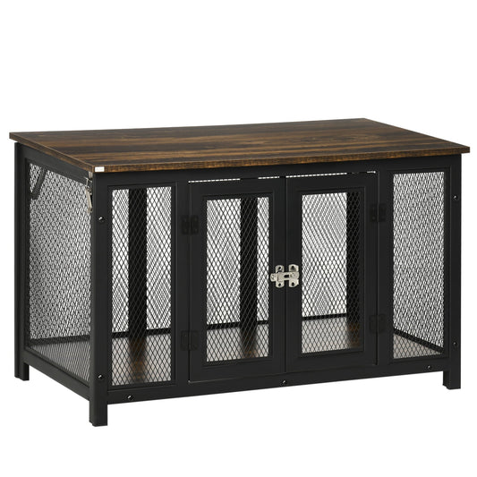 Noaman Furniture Style Dog Crate with Openable Top, 35.5" L x 19.8" W x 22" H, End Table Pet Kennel for Small Dogs Indoor, Spacious Interior, Brown