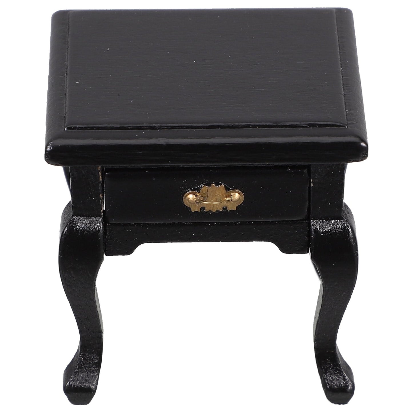 OFFIGAM 1Pcs Miniature End Table Black Wood Functional Drawer Storage For Mini Dollhouse Furniture Living Room