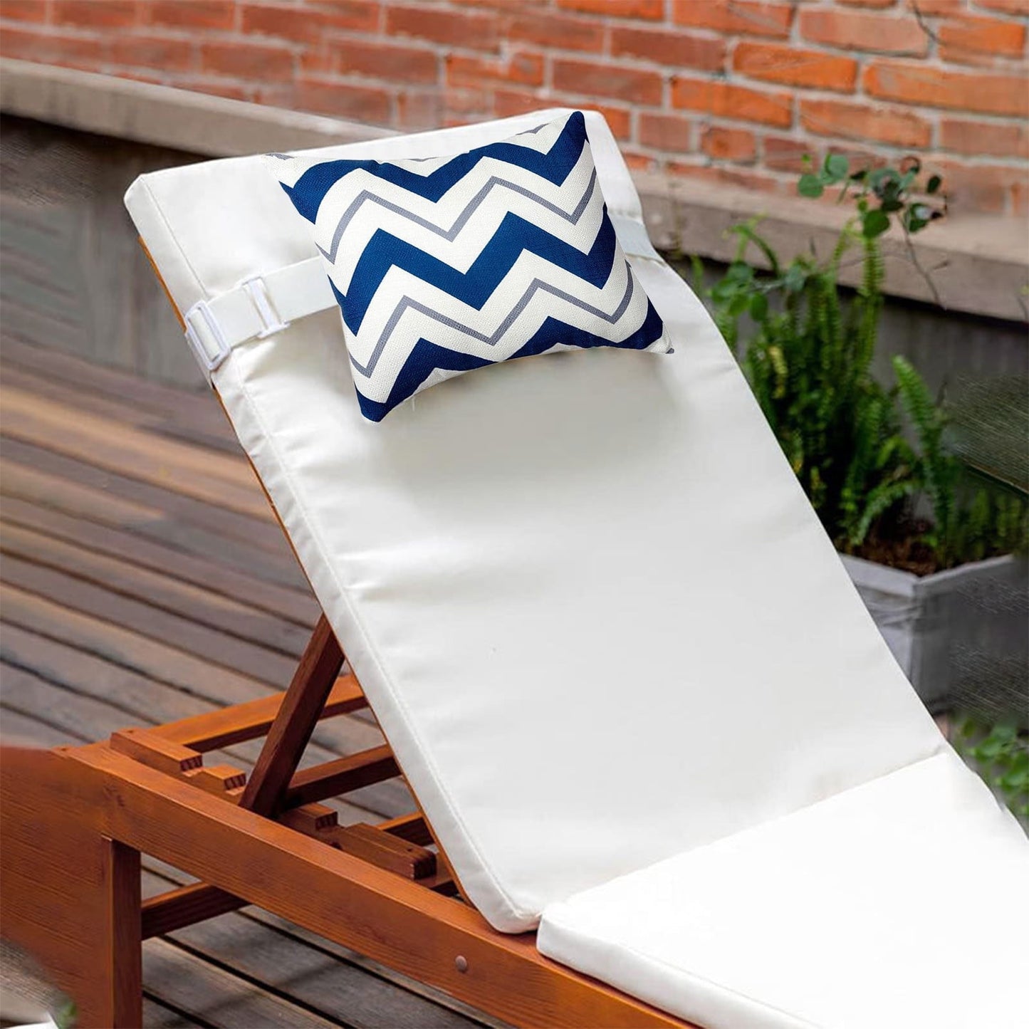 RKZDSR Waterproof Outdoor Chaise Lounge Headrest Cushion Cover - Striped Pillow for Patio & Garden, Comfortable & Stylish Cushion Insert Included