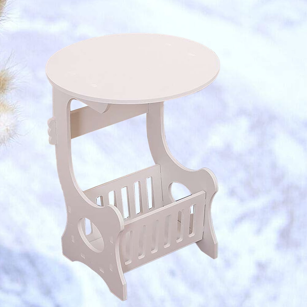 TAILTOSS Modern Accent Table Mini Coffee Table Bamboo with Snack Holder for Sofa Bed Side Use 1Pcs 18.47X14.15X9.43in