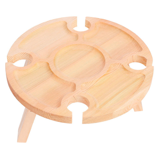UNOMOR 1Pack Lightweight Folding Table Wood Log Color Rectangular Beach Outdoor Furniture
