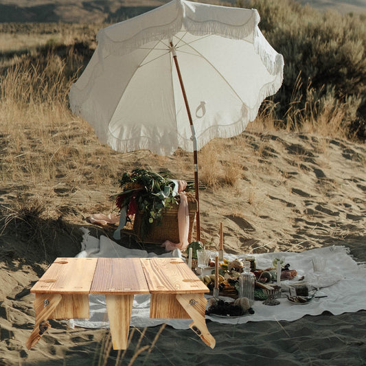 YUNLIGHTS Picnic Folding Table Folding Picnic Basket Table Light Brown Adults Ergonomic Design 1Pcs