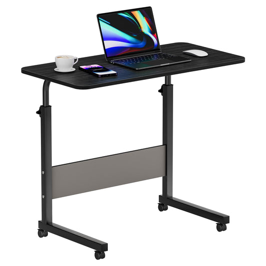 ZephyPaws Height Adjustable Sofa Side C Shape Table，Removable P2 15MM Chipboard & Steel Side Table with Baffle Black