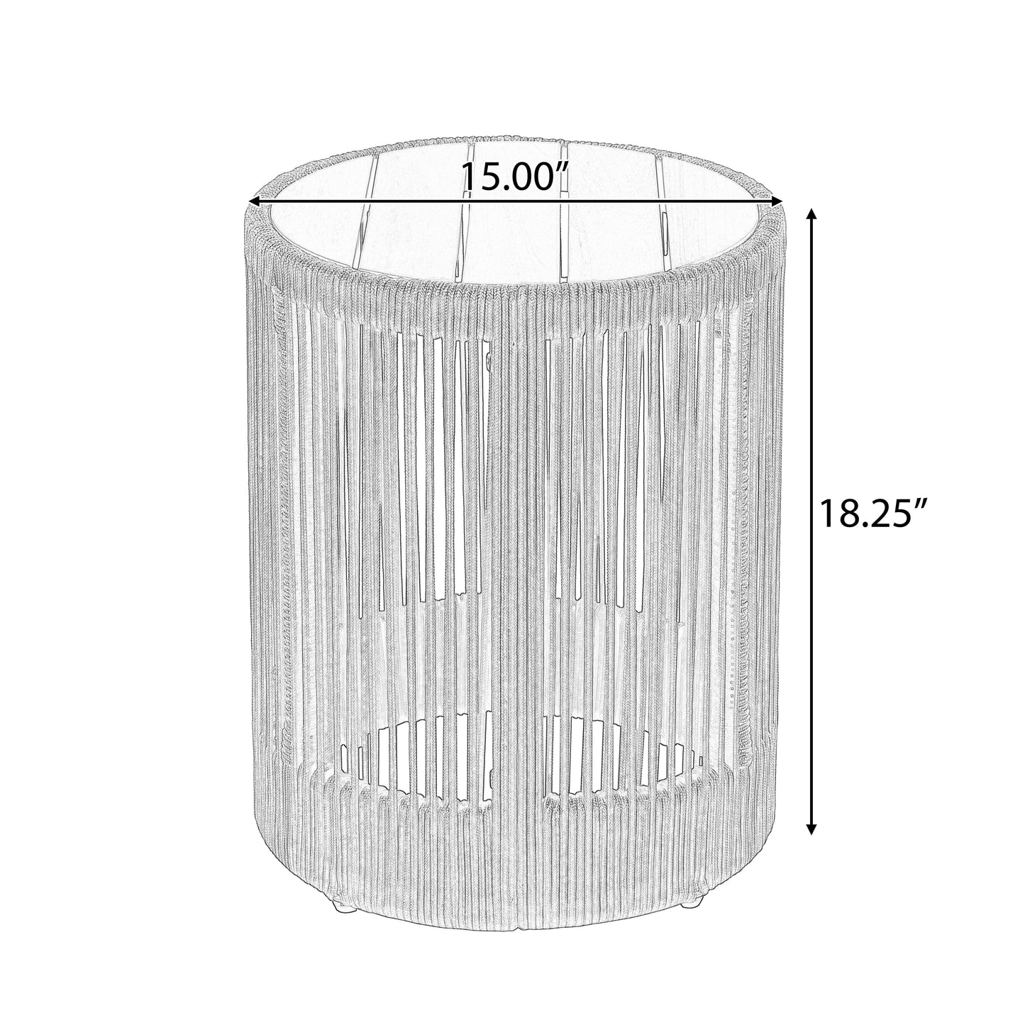 Outdoor Rattan Rope & Acacia Wood Side Table - Patio Balcony Furniture for Garden, Yard, Balcony - Weather Resistant(Rope Beige, Natural Iron)
