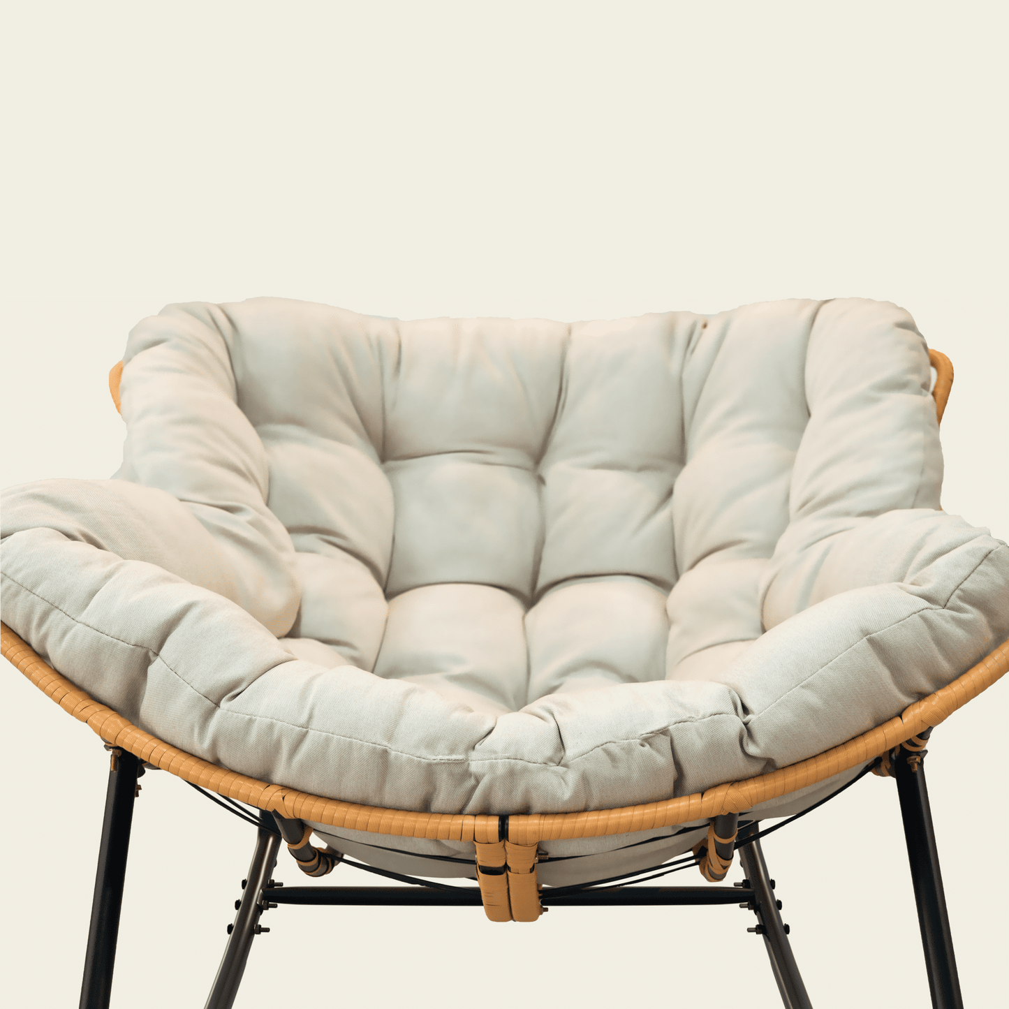 Rocking Chairs Outdoor Rocking Chair, Patio Egg Rocking Chair, Indoor Papasan Chair, Rattan Wicker Lounge Chair, Modern Royal Chair for Bedroom, Living Room, Porch, Garden,Lawn-Beige,Wooden Rocking C