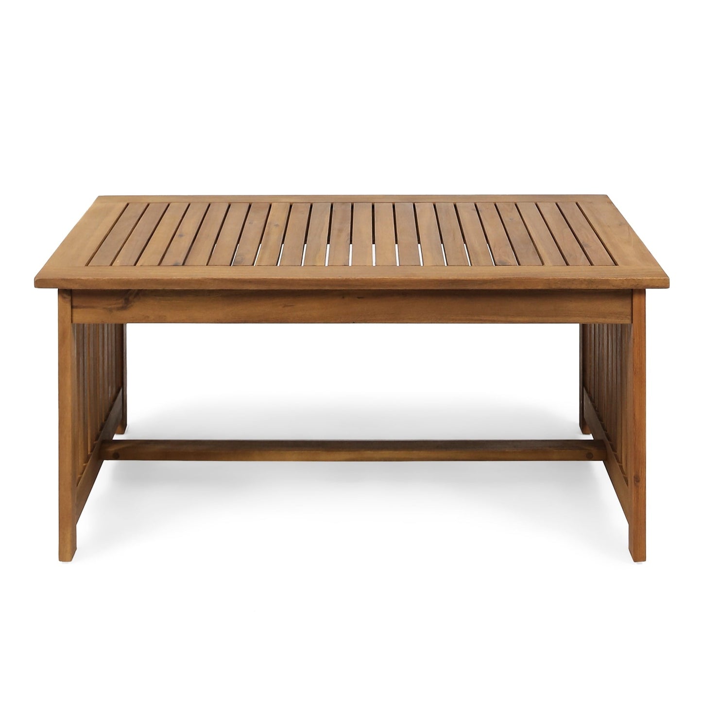 Wood Outdoor Coffee Table With Brown Patina, 40 Inches Deep X 24.23 Wide 17.7 High Use Patina Antique Bronze Details, 40" D 24" W 17.7" H