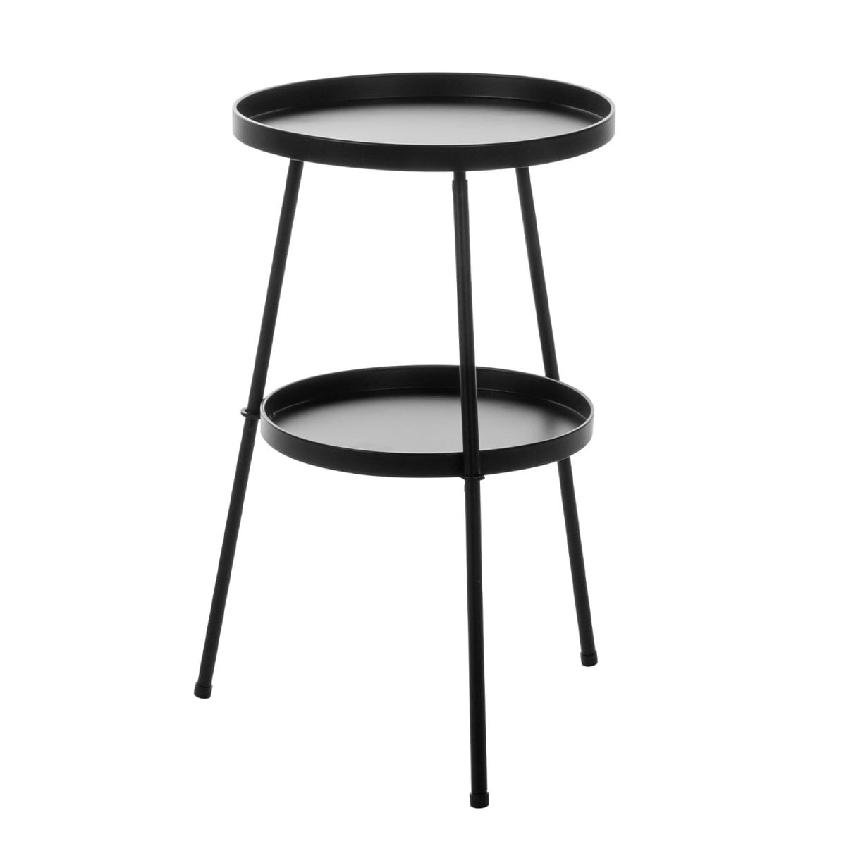 IVV 2 Tier Patio Side Table - Metal Round End Table Nightstand for Small Spaces, Indoor Outdoor and Living Room Bedroom or Office - Black