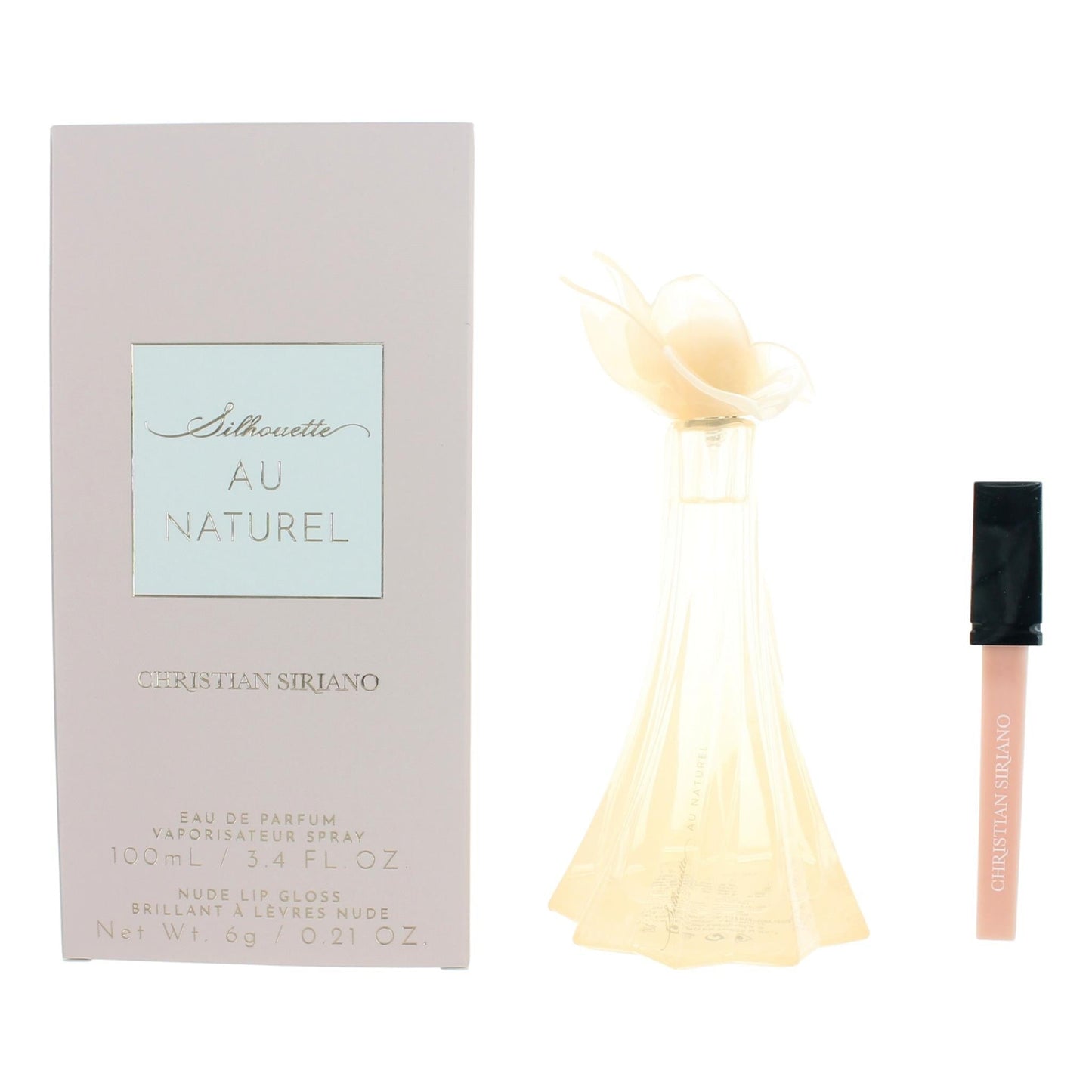 Silhouette Au Naturel By Christian Siriano, 3.4 Oz Eau De Parfum Spray For Women With Lip Gloss