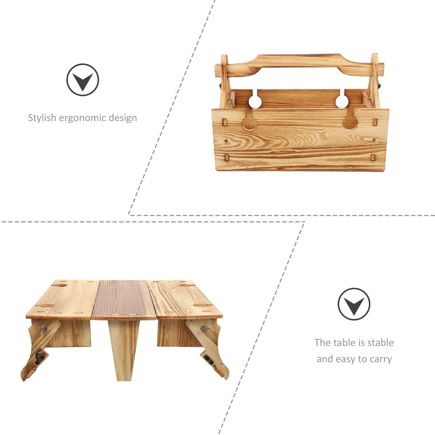 YUNLIGHTS Picnic Folding Table Folding Picnic Basket Table Light Brown Adults Ergonomic Design 1Pcs
