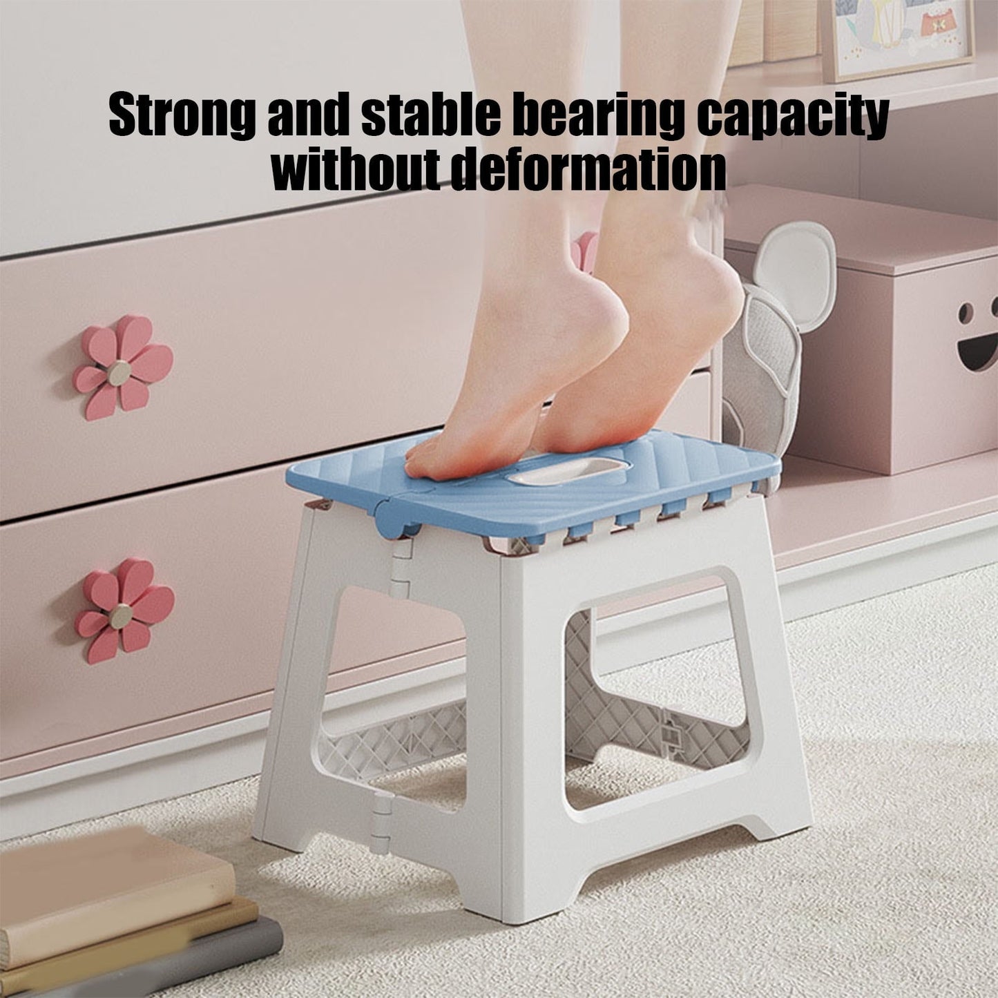 Rwvbm Foldable Plastic Stool Portable Camping Chair Lightweight & Compact 22.5x19x18cm BlueGrayPink No Assembly Needed IndoorOutdoor Use