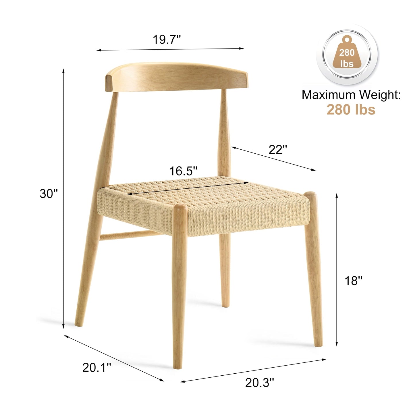 XDECO Wooden Dining Chairs 2-Pack for Indoor Outdoor Living Room Bedroom