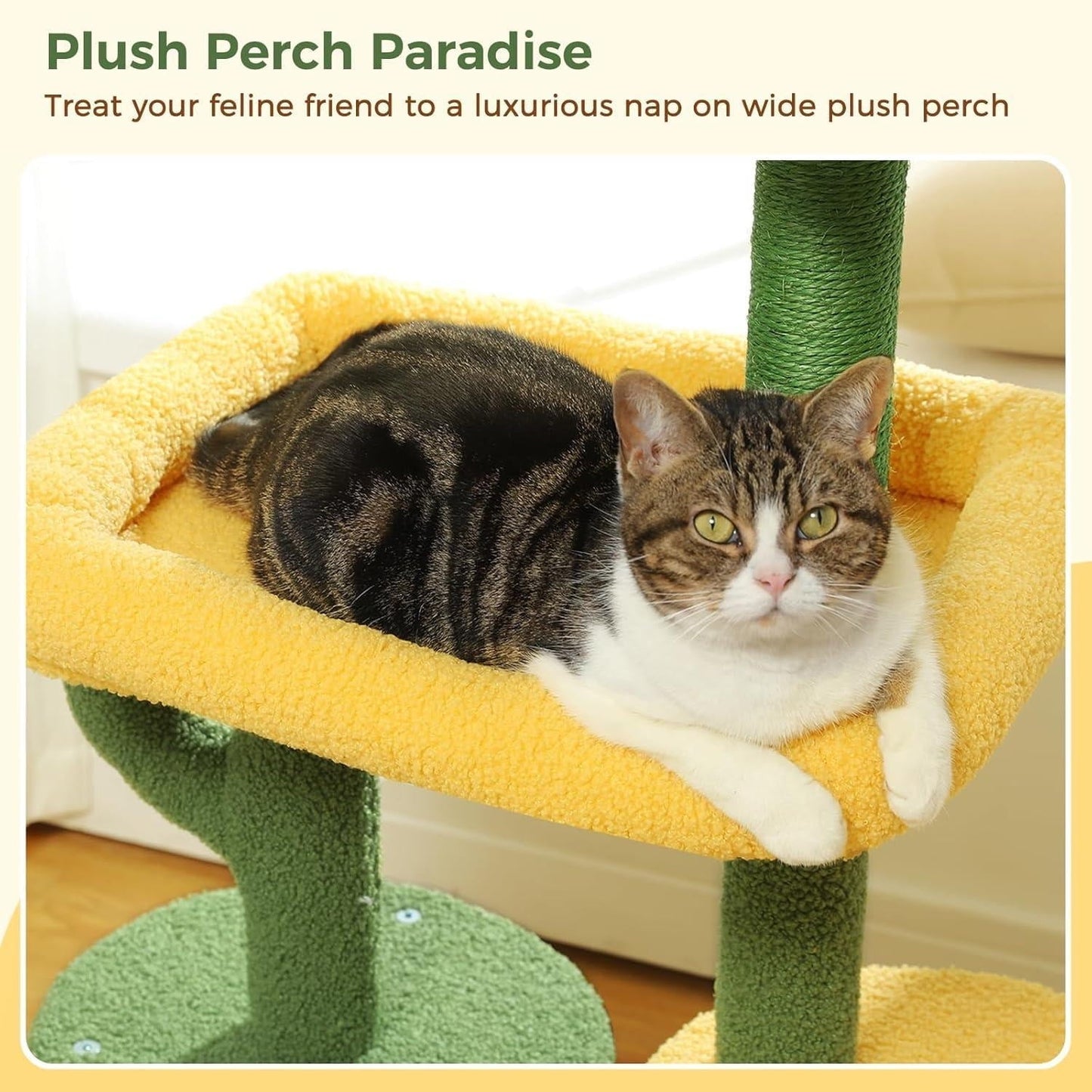 Tree 36.5 Inches Tower Indoor Cats Multi-Level Cactus Tree with Scratching Posts Private Condo Plush Perch for Small Cat Kittens