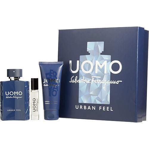 Salvatore Ferragamo Uomo Urban Feel By Salvatore Ferragamo Edt Spray 3.4 Oz & Shower Gel 3.4 Oz & Edt Spray 0.34 Oz Mini(D0102Hh