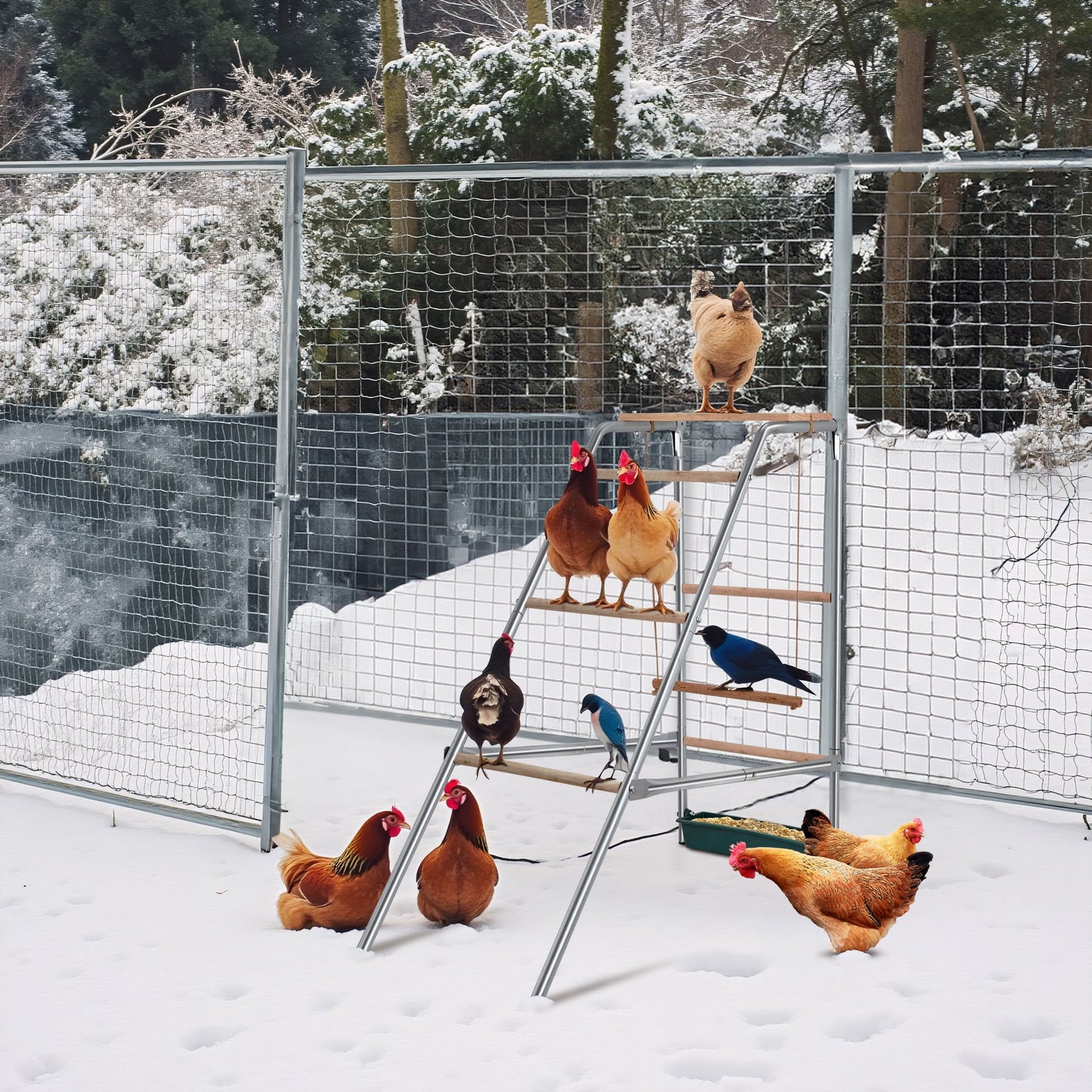ZephyPaws Outdoor Chicken Coop Roosting Perch, Farm Roost Toys for Chicks, Chicken Toys for Coop Accessories for Backyard Poultry, Easy to Assemble & Clean(42'L x 19'W x 39.5'H)