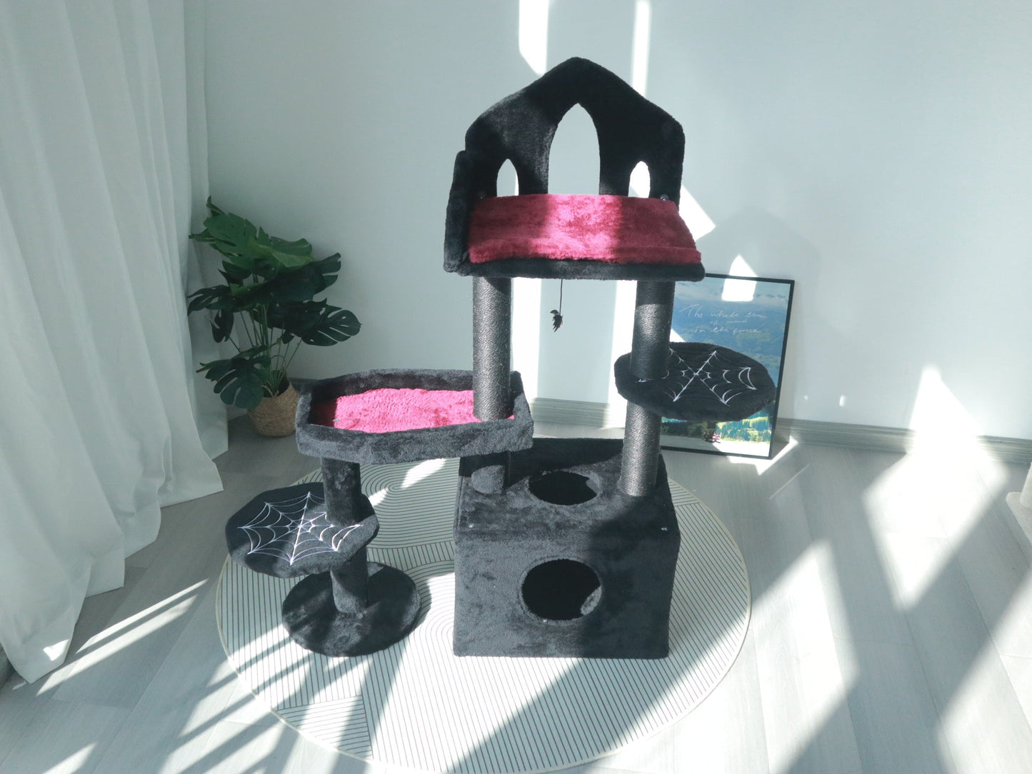 PawNest   black gothic cat tree, Black