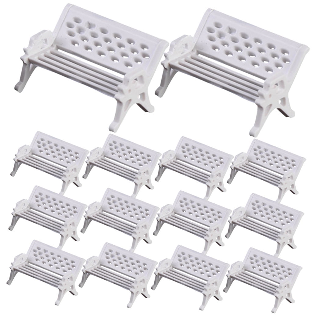 Tineasur Garden Bench Model Bench Models White ABS 16Set Ornament Decoration