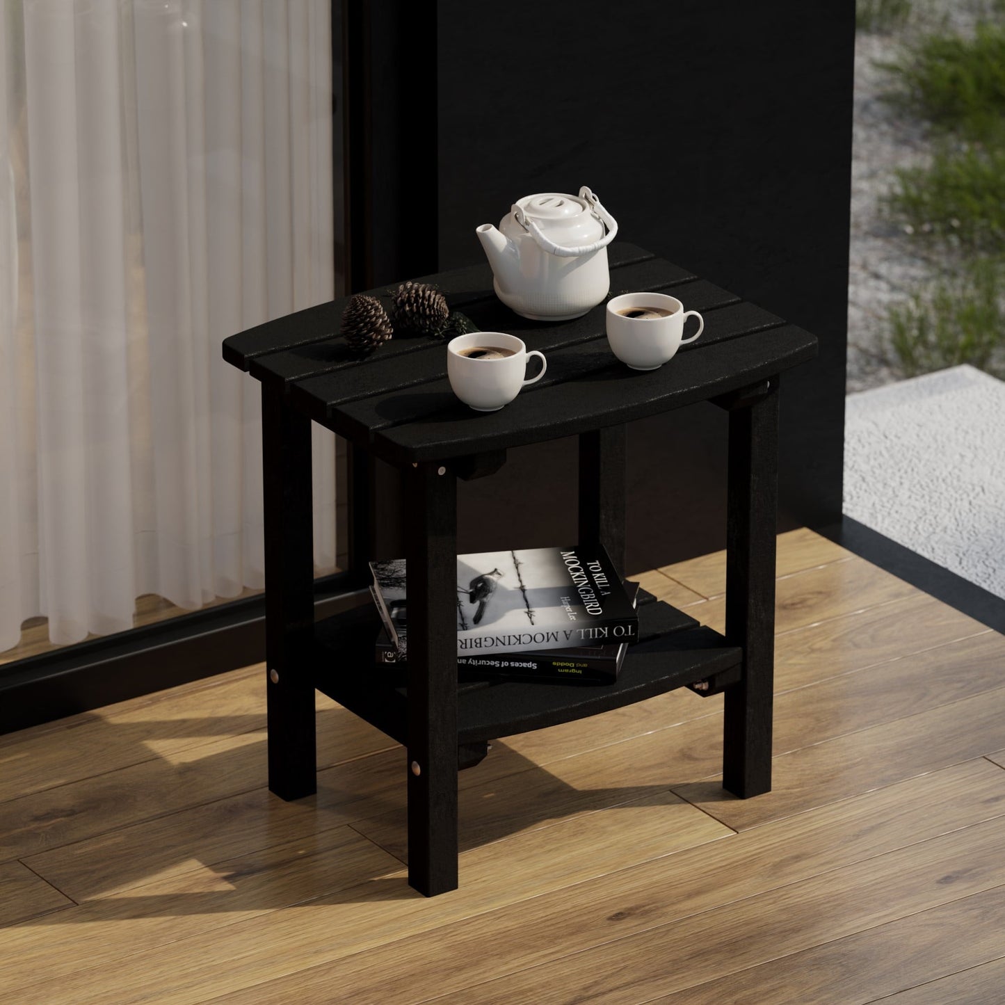 Wildridge Classic Side Table, Black - Outdoor Weather Resistant Recycled Plastic Furniture for Patio