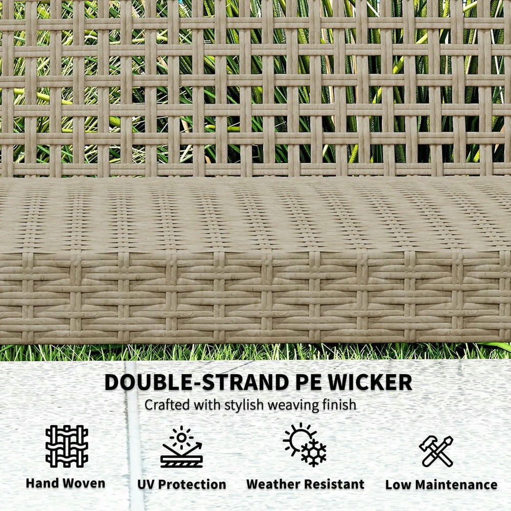 YYAo Patio Couch, Outdoor Sofa,3-Seat Wicker Outdoor Couch Patio Sofa, Acacia Wood Patio Furniture with Steel Seat Armrests, Teak