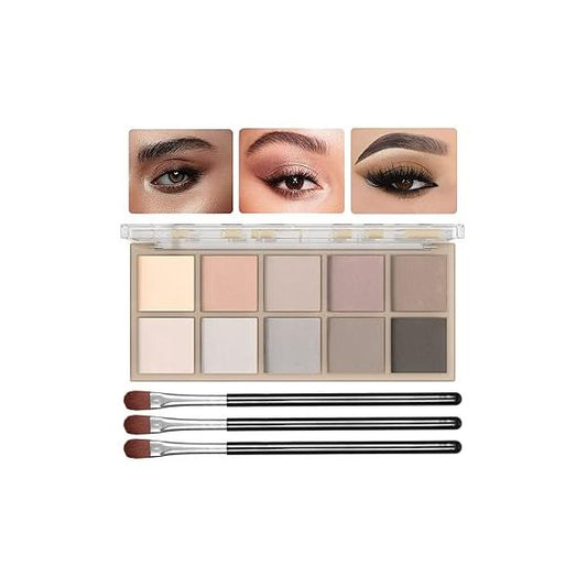 10 Colors Eyeshadow Palette Matte Naked Eye Shadow Makeup,High Pigmented, Naturing-Looking, Ultra-Blendable,Long Lasting High Pigment Nude with 3 Brush(Milk Tea)