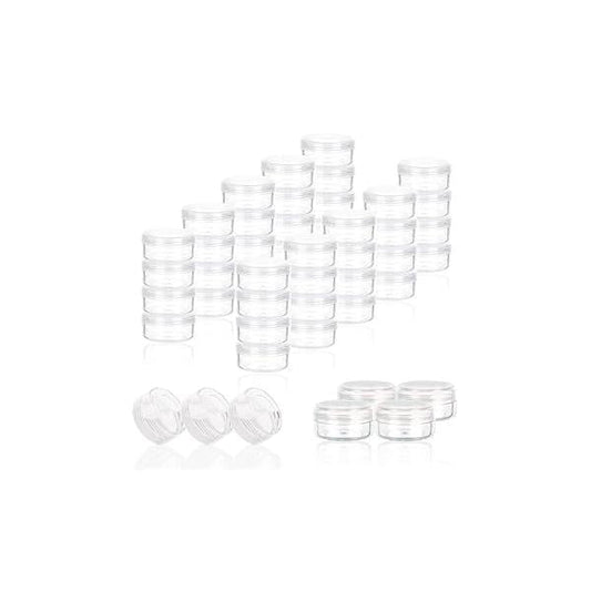 ZEJIA 3 Gram Sample Containers with Lids, 50 Count Tiny Jars, 3ML Makeup Cosmetic for Lip Balms, Lotion, Powder, Beauty Products(Clear Lids)