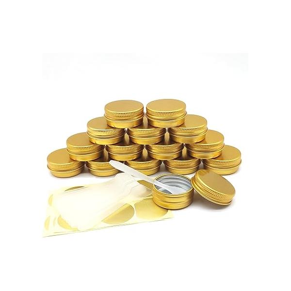12pcs 1oz 30ml Aluminum Tin Jar, 30g Refillable Makeup Container, 30 Gram Gold Screw Lid Round Can Sample Pot for Cosmetic DIY, Handmade, Lip Balm, Cream, Salve, Toner, Candle, Paint, Scrub